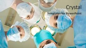  Presentation with staff - Presentation theme having medicaid - team of medical staff looking background and a mint green colored foreground