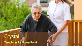  Presentation with nurse - Beautiful PPT layouts featuring medicaid - young nurse and female senior backdrop and a tawny brown colored foreground