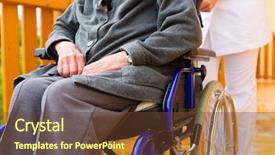  Presentation with wheel - Theme with medicaid - young nurse and female senior background and a tawny brown colored foreground