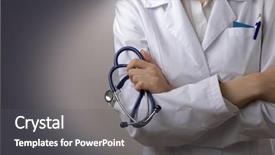  Presentation with doctor - Cool new slide set with medical - doctor with a stethoscope backdrop and a dark gray colored foreground