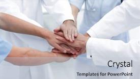  Presentation with hand hygiene in hospital - Presentation theme with medical - doctors holding hands together background and a lemonade colored foreground