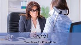  Presentation with lawyer - Presentation enhanced with medical - injured employee visiting lawyer background and a teal colored foreground