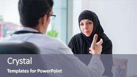  Presentation with woman muslim - Slide deck having medical - muslim woman visiting doctor background and a gray colored foreground