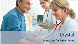  Presentation with blood pressure - Colorful PPT layouts enhanced with medical - patient is being observed backdrop and a light blue colored foreground