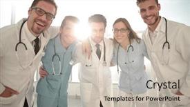  Presentation with team group - Theme with medical - picture of young team background and a soft green colored foreground