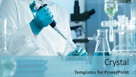  Presentation with scientist - Amazing theme having medical - scientist working at the laboratory backdrop and a light blue colored foreground