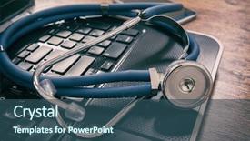  Presentation with mobile health - Slides with medical - stethoscope notebook and mobile phone background and a ocean colored foreground