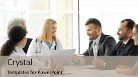  Presentation with meeting a doctor - Presentation having medical - team of doctors having meeting background and a light gray colored foreground