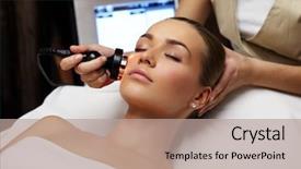  Presentation with medical spa - Cool new PPT theme with medical - woman lies on a table backdrop and a coral colored foreground