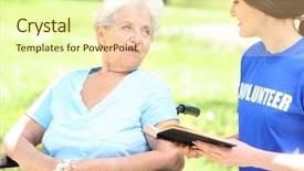  Presentation with volunteer - Slides with young female volunteer reading book background and a cream colored foreground