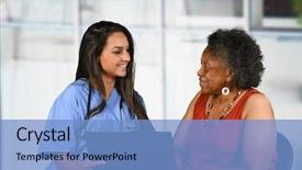  Presentation with care elderly - PPT theme with medical african - health care worker helping background and a light blue colored foreground