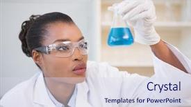  Presentation with petri dish - Colorful PPT theme enhanced with medical african - scientist examining petri dish backdrop and a sky blue colored foreground