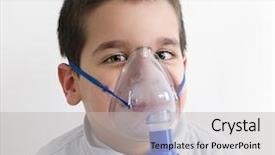  Presentation with airway - Beautiful slide set featuring medical airway - oxygen treatment for cute child backdrop and a light gray colored foreground