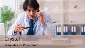 Presentation with alcoholic - Presentation theme consisting of medical alcoholic - young male doctor drinking background and a coral colored foreground