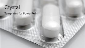  Presentation with medical pills - Cool new slides with medical aluminum - forefront of a white medicine backdrop and a light gray colored foreground