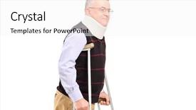  Presentation with neck bones - Colorful PPT layouts enhanced with medical aluminum - gentleman with neck holder using backdrop and a  colored foreground