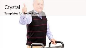  Presentation with walker - PPT theme consisting of medical aluminum - mature gentleman using a walker background and a  colored foreground