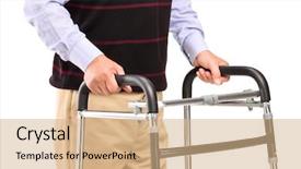  Presentation with walker - Slide deck featuring medical aluminum - senior man using a walker background and a coral colored foreground