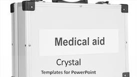  Presentation with suitcase - PPT theme enhanced with medical aluminum - silvery diplomat suitcase isolated background and a  colored foreground