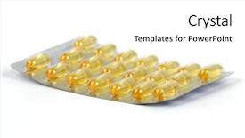  Presentation with yellow medical - Audience pleasing slides consisting of medical aluminum - yellow pills in blister isolated backdrop and a white colored foreground