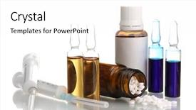  Presentation with healthy food medical bottle - Colorful PPT theme enhanced with medical ampules bottle and syringes backdrop and a white colored foreground