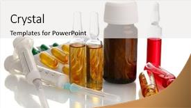  Presentation with medical pills - Theme consisting of medical ampules bottle pills background and a white colored foreground