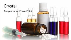  Presentation with bottles - Amazing presentation theme having medical ampules bottles and syringes isolated on white backdrop and a white colored foreground