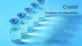  Presentation with vaccination - Presentation theme enhanced with medical ampules on colour background background and a light blue colored foreground