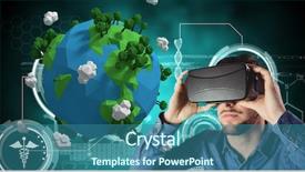  Presentation with earth animation - Audience pleasing slide deck consisting of medical animation - casual man with virtual glasses backdrop and a ocean colored foreground