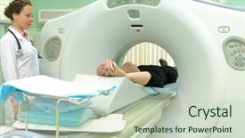  Presentation with nurse - Slide deck enhanced with medical animation - nurse and patient being scanned background and a soft green colored foreground