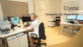  Presentation with computer room - Audience pleasing PPT theme consisting of medical animation - x-ray technician in control room backdrop and a lemonade colored foreground