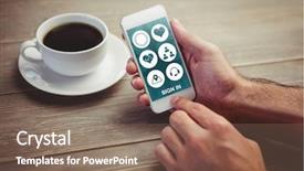  Presentation with wireless communication - Cool new presentation design with medical app against medical icons backdrop and a violet colored foreground