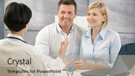  Presentation with medical smiling doctor - Slides having medical appointment talking to doctor background and a soft green colored foreground