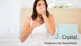  Presentation with inhaler - Slides with medical asthma - side view of a woman background and a lemonade colored foreground