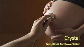  Presentation with pregnant - Audience pleasing PPT layouts consisting of medical auscultation the belly of a pregnant woman backdrop and a tawny brown colored foreground