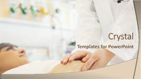  Presentation with nurse and patient holding hands - Presentation consisting of medical authority - close up of doctor holding background and a sky blue colored foreground