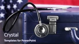  Presentation with suitcase - Colorful PPT theme enhanced with medical authority - stethoscope with blue suitcase backdrop and a navy blue colored foreground