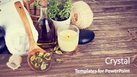  Presentation with ayurveda - PPT theme featuring medical ayurveda - spa still life with candle background and a coral colored foreground