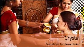  Presentation with ayurveda - Slide set enhanced with medical ayurveda - woman having ayurvedic spa treatment background and a red colored foreground