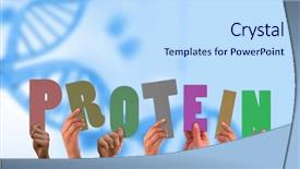  Presentation with biochemistry - Cool new presentation theme with hands holding up protein backdrop and a sky blue colored foreground