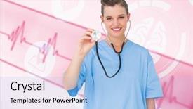  Presentation with nurse - Audience pleasing slide deck consisting of medical background with green ecg backdrop and a light blue colored foreground