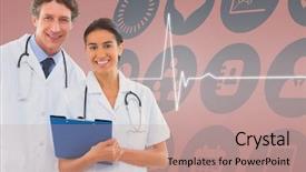  Presentation with ecg - PPT theme having medical background with green ecg background and a coral colored foreground