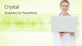  Presentation with medical laptop - Cool new slides with medical background with green backdrop and a cream colored foreground