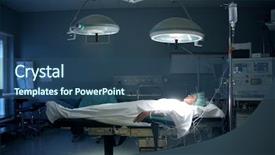  Presentation with operating room - Slides having medical bed - patient in a operating room background and a ocean colored foreground