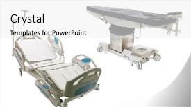  Presentation with medical pill medicine white blue - PPT theme with medical bed under the white background and a  colored foreground