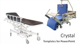  Presentation with medical pill medicine white blue - Slides having medical bed under the white background and a  colored foreground