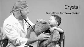  Presentation with physician - Amazing PPT layouts having medical bedside - family physician using stethoscope backdrop and a  colored foreground