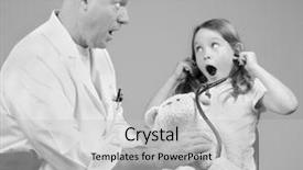  Presentation with physician - Theme consisting of medical bedside - physician examining girl and her background and a light gray colored foreground