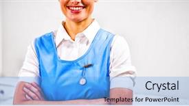  Presentation with army nurse - Cool new slides with medical bedside - portrait of smiling female nurse backdrop and a light blue colored foreground