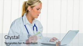  Presentation with prescription medication - Presentation theme with medical billing - doctor issues a prescription background and a lemonade colored foreground